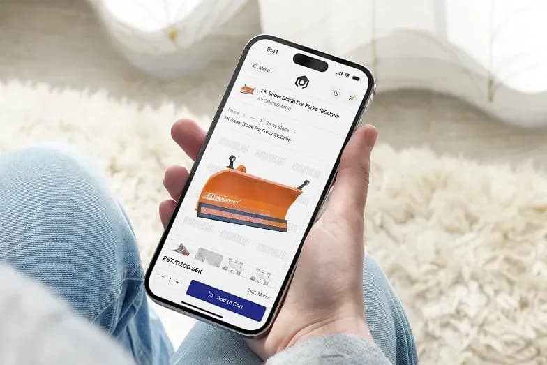 Mobile ecommerce app displaying a product detail page on a smartphone, showcasing a clean UI design for a digital product shopping experience.