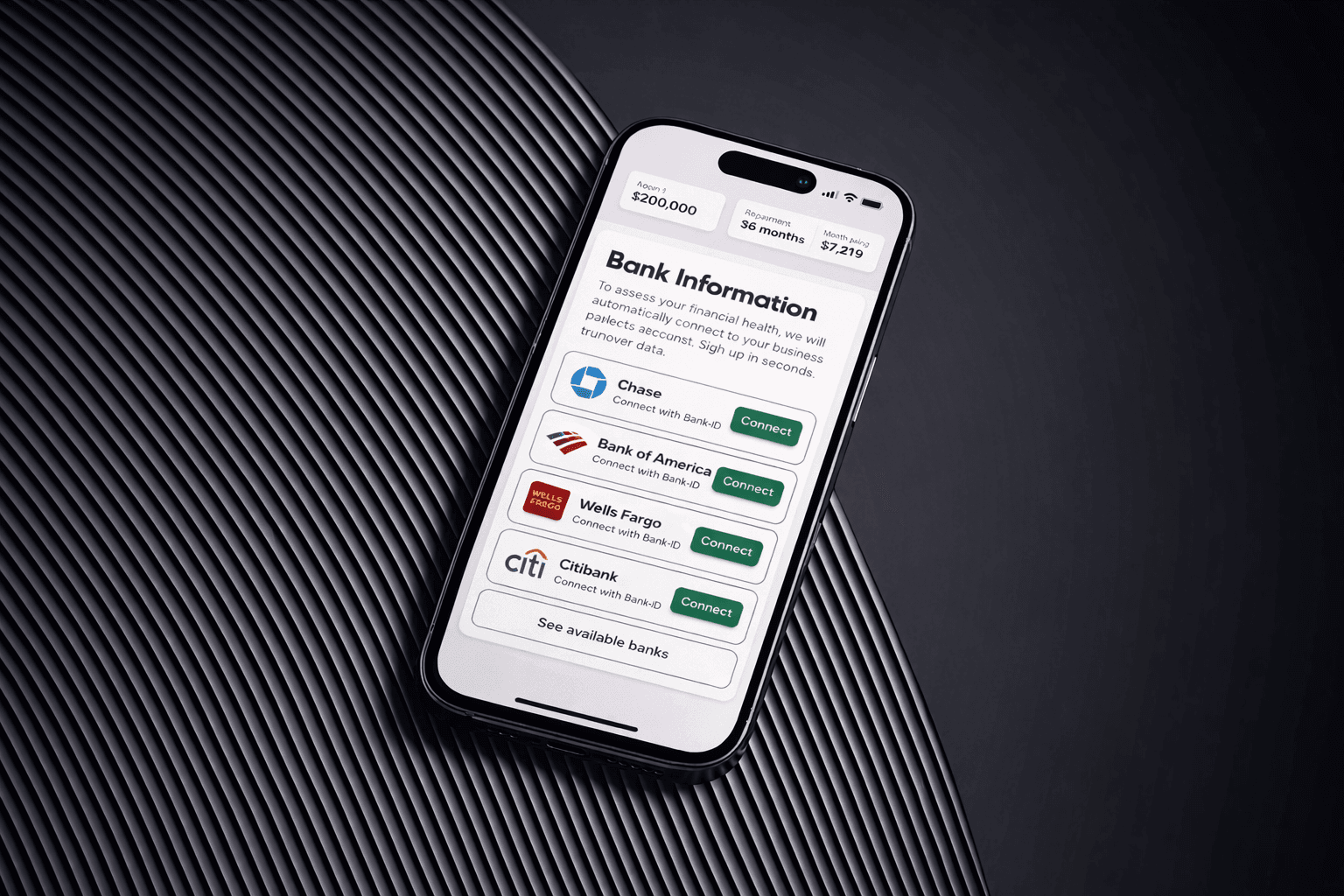 SMB lending platform solution interface