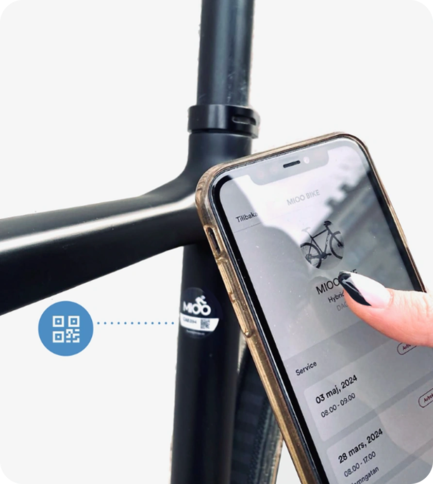 MIOO app with bike and service schedule