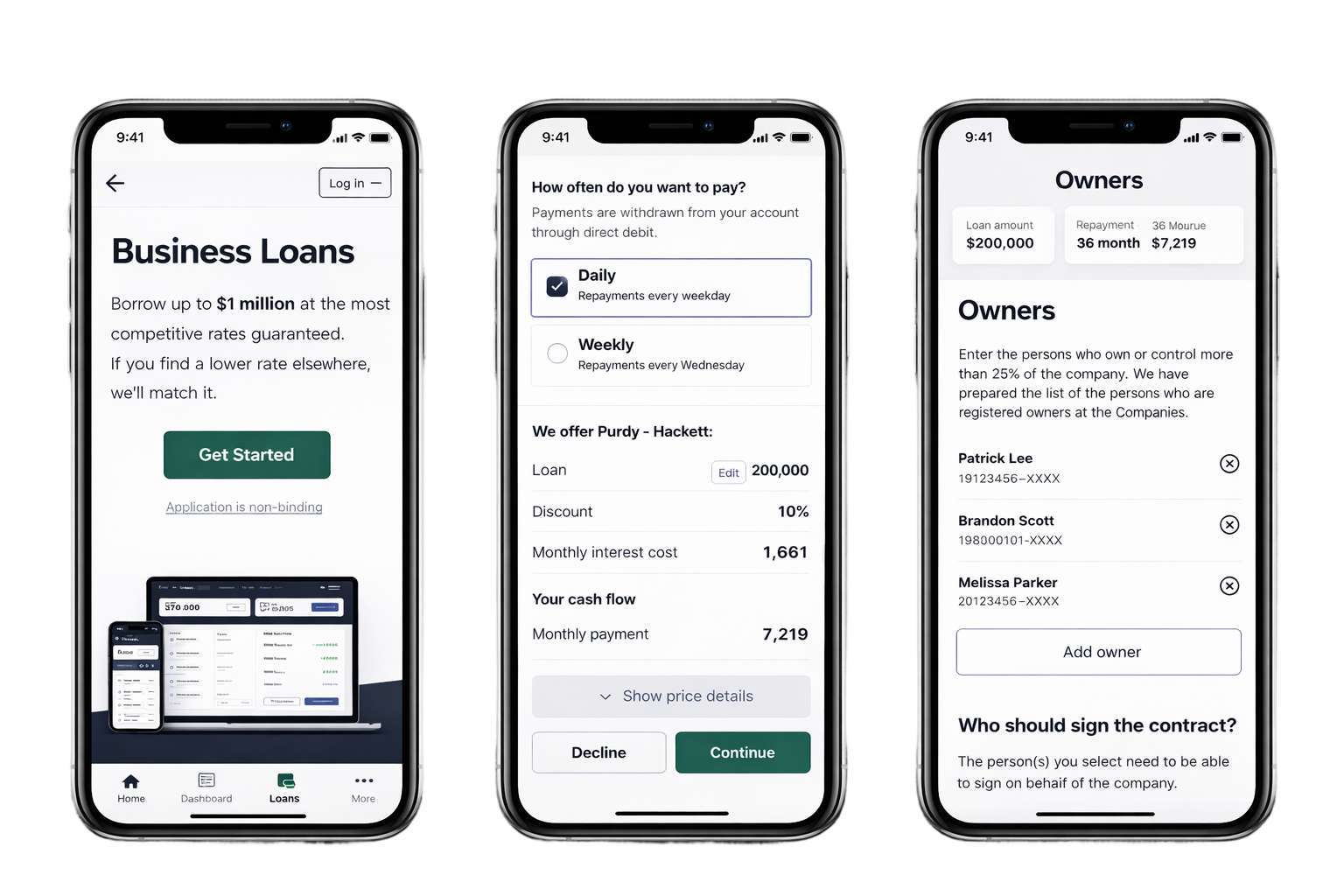 SMB Lending mobile preview